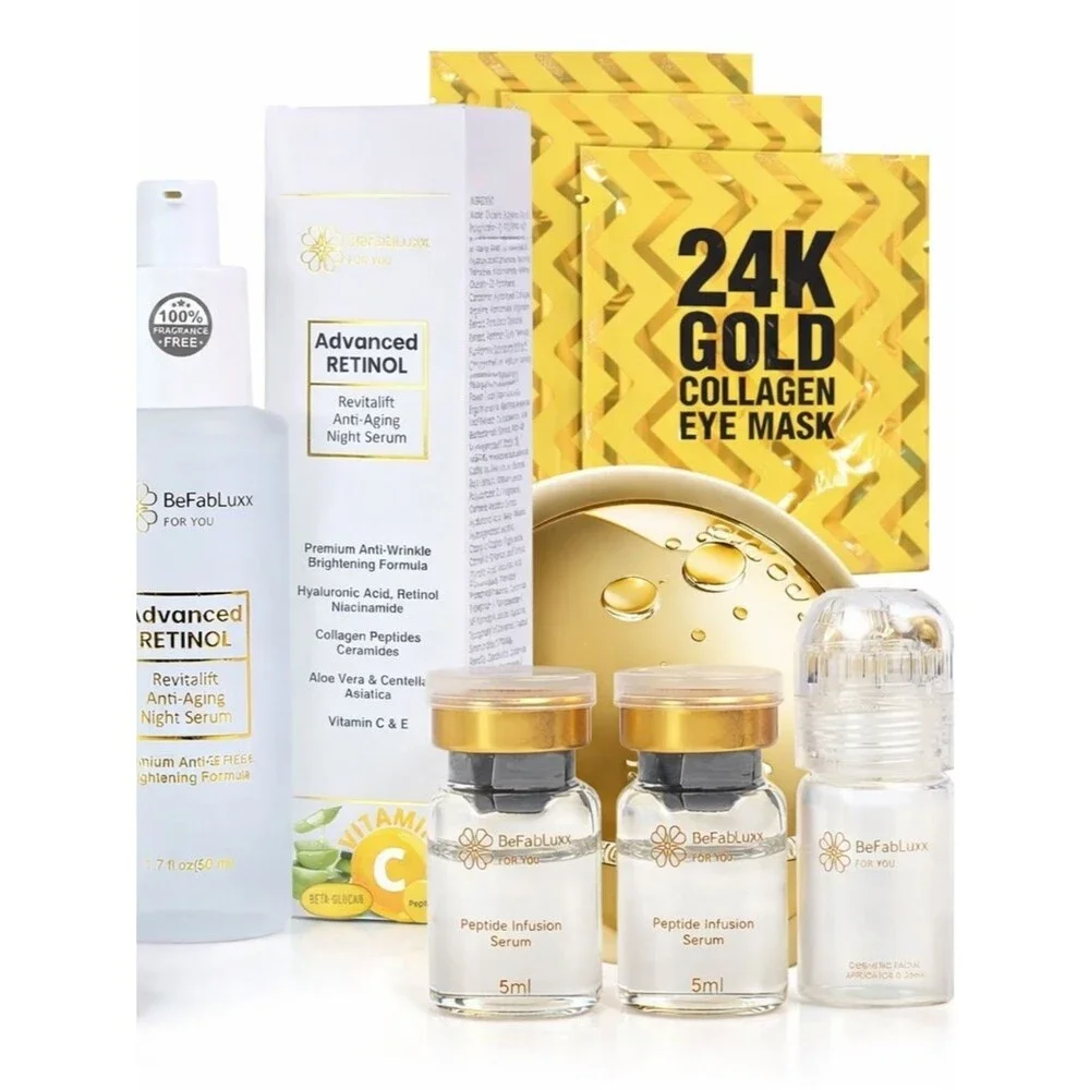 BeFabLuxx Skincare Bundle Eye Mask + Retinol + Peptide Micro-Infusion Glass Skin